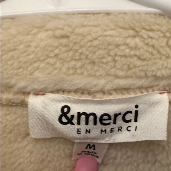 En Merci Chic Pink Punch and Cream Shearling Vest - Picture 4 of 5